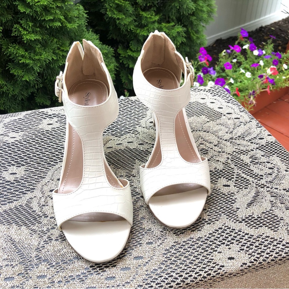 Style & Co. White Heels with Open-Toe Design
